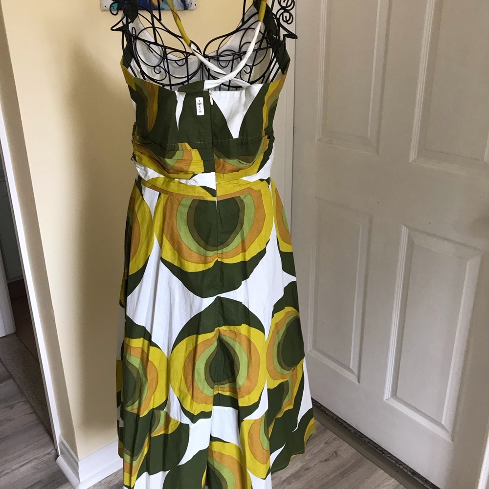 Totem Dress by Brazilian Designer Cotton Lined Geometric Back Zipper Size 3 - Picture 4 of 11